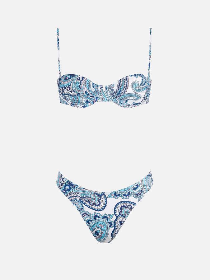 Mc2 Saint Barth Bikini Da Donna A Bralette Con Ferretto Stampa Paisley