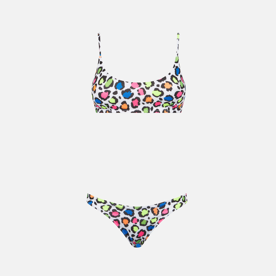 Mc2 Saint Barth Bikini Da Donna A Bralette Con Stampa Animalier Pop