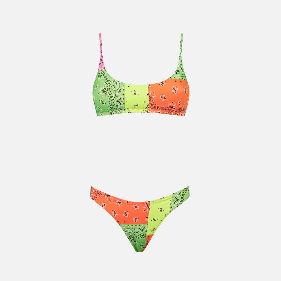 Mc2 Saint Barth Bikini Da Donna A Bralette Con Stampa Bandana Fluo