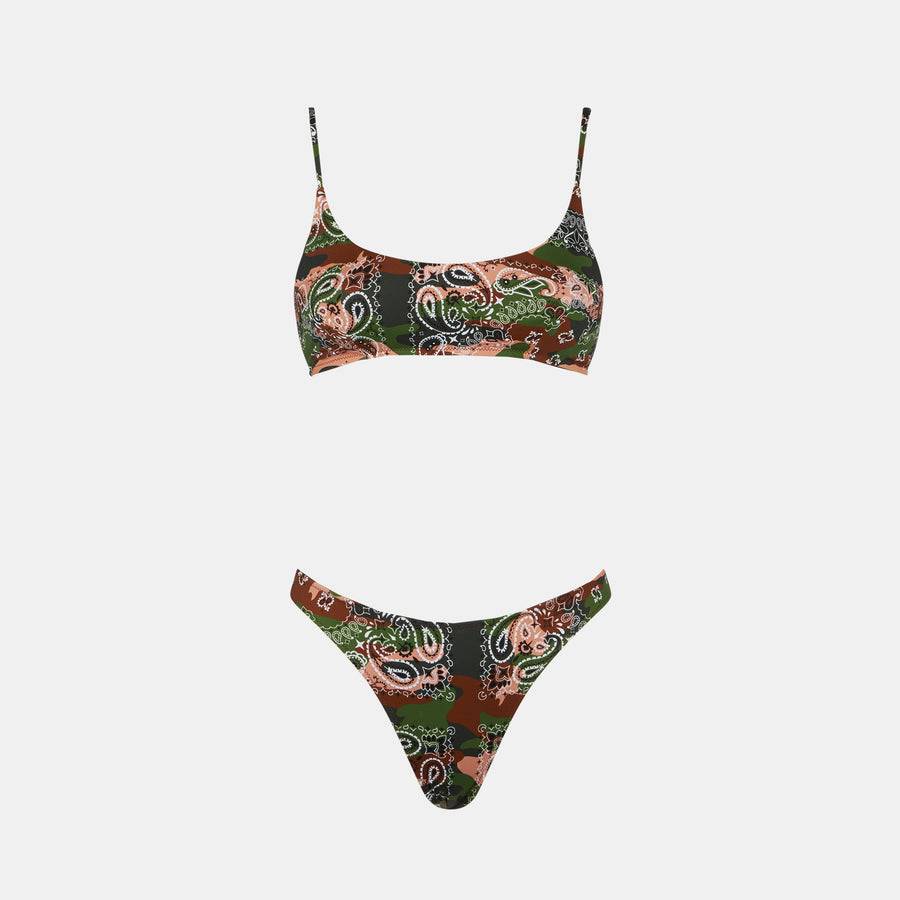 Mc2 Saint Barth Bikini Da Donna A Bralette Con Stampa Bandana Mimetica