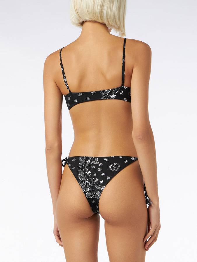 Mc2 Saint Barth Bikini Da Donna A Bralette Con Stampa Bandana Nera