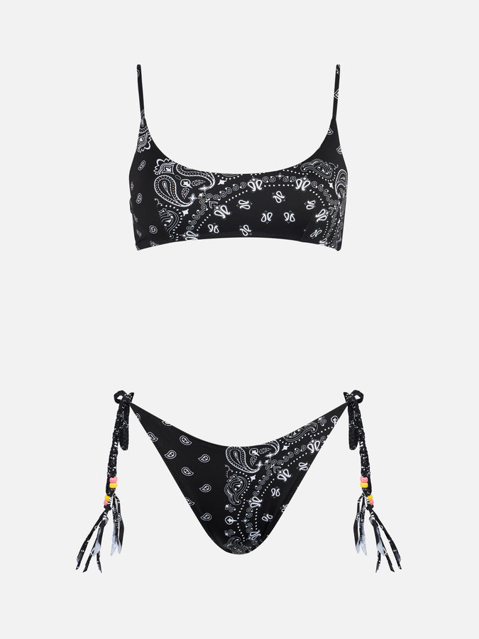 Mc2 Saint Barth Bikini Da Donna A Bralette Con Stampa Bandana Nera