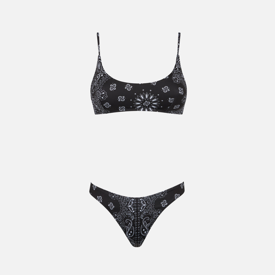 Mc2 Saint Barth Bikini Da Donna A Bralette Con Stampa Bandana Nera