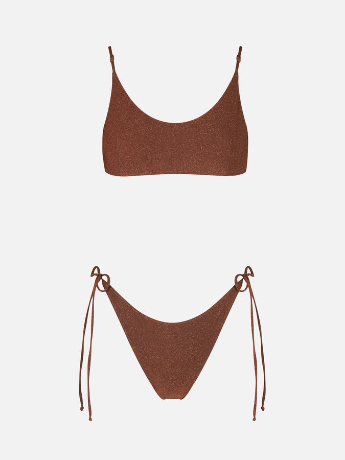 Mc2 Saint Barth Bikini Da Donna A Bralette In Lurex Marrone