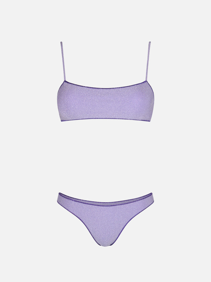 Mc2 Saint Barth Bikini Da Donna A Bralette Lilla Lurex Sadie Naomi