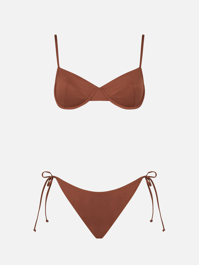Mc2 Saint Barth Bikini Da Donna A Bralette Marrone Con Ferretto