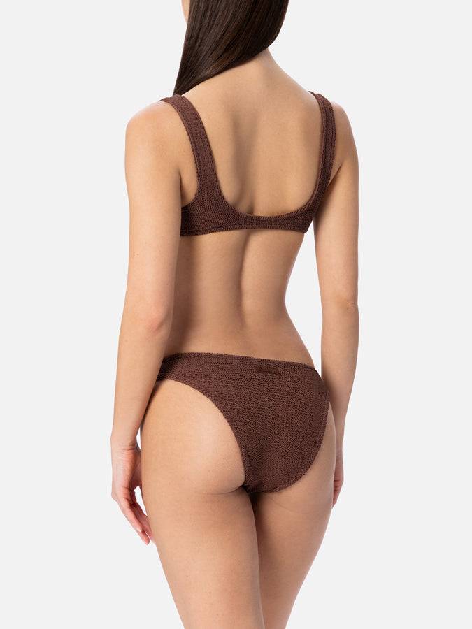 Mc2 Saint Barth Bikini Da Donna A Bralette Marrone Crinkle Naima Elise