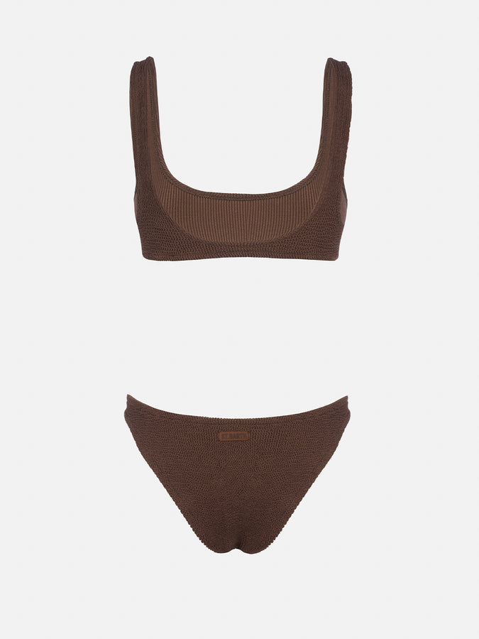 Mc2 Saint Barth Bikini Da Donna A Bralette Marrone Crinkle Naima Elise