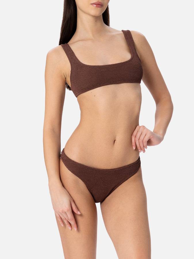 Mc2 Saint Barth Bikini da donna a bralette marrone crinkle Naima Elise