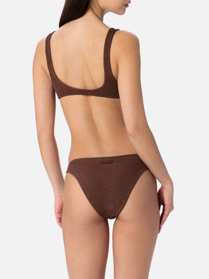 Mc2 Saint Barth Bikini Da Donna A Bralette Marrone Crinkle Naima Elise
