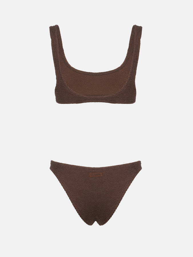 Mc2 Saint Barth Bikini Da Donna A Bralette Marrone Crinkle Naima Elise