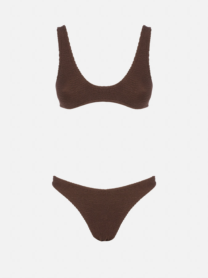 Mc2 Saint Barth Bikini Da Donna A Bralette Marrone Crinkle Pamy Elise