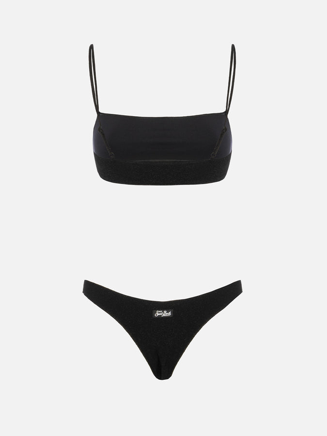 Mc2 Saint Barth Bikini Da Donna A Bralette Nero In Lurex Sadie Naomi