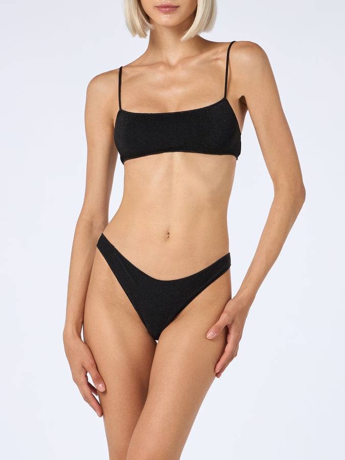 Mc2 Saint Barth Bikini da donna a bralette nero in lurex Sadie Naomi