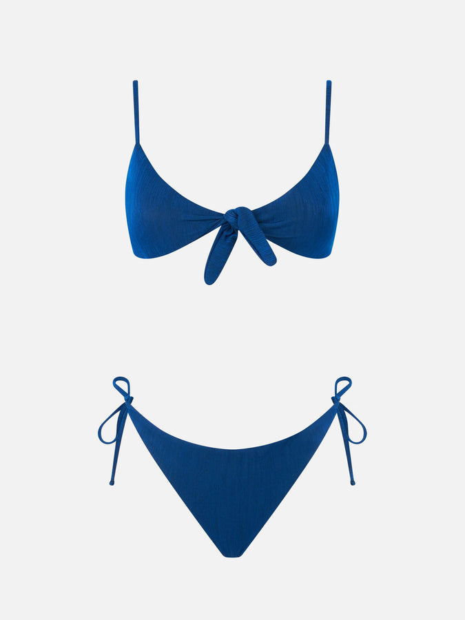 Mc2 Saint Barth Bikini Da Donna A Bralette Plissettato Blu