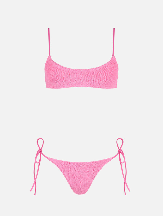 Mc2 Saint Barth Bikini Da Donna A Bralette Rosa Crinkle Judy Norah