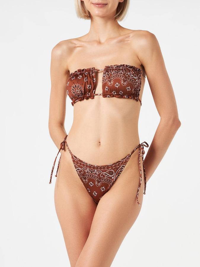Mc2 Saint Barth Bikini da donna a fascia con stampa bandana Mc2 Saint Barth Bikini da donna a fascia con stampa bandana