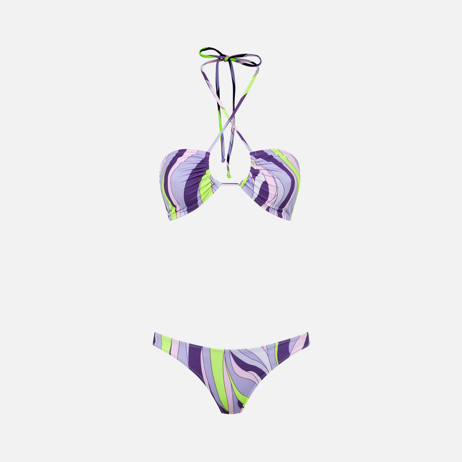 Mc2 Saint Barth Bikini Da Donna A Fascia Con Stampa Shape Wave
