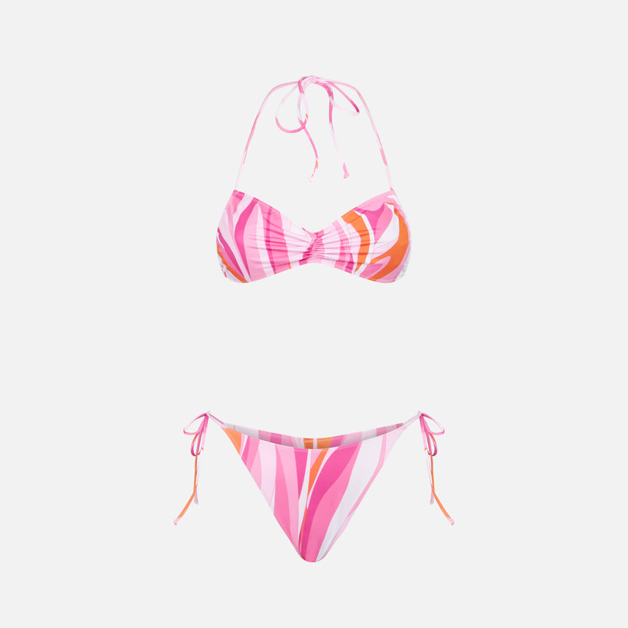 Mc2 Saint Barth Bikini Da Donna A Fascia Con Stampa Shape Wave E Charms