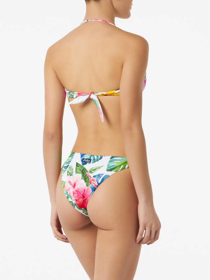 Mc2 Saint Barth Bikini Da Donna A Fascia Con Stampa Tropicale