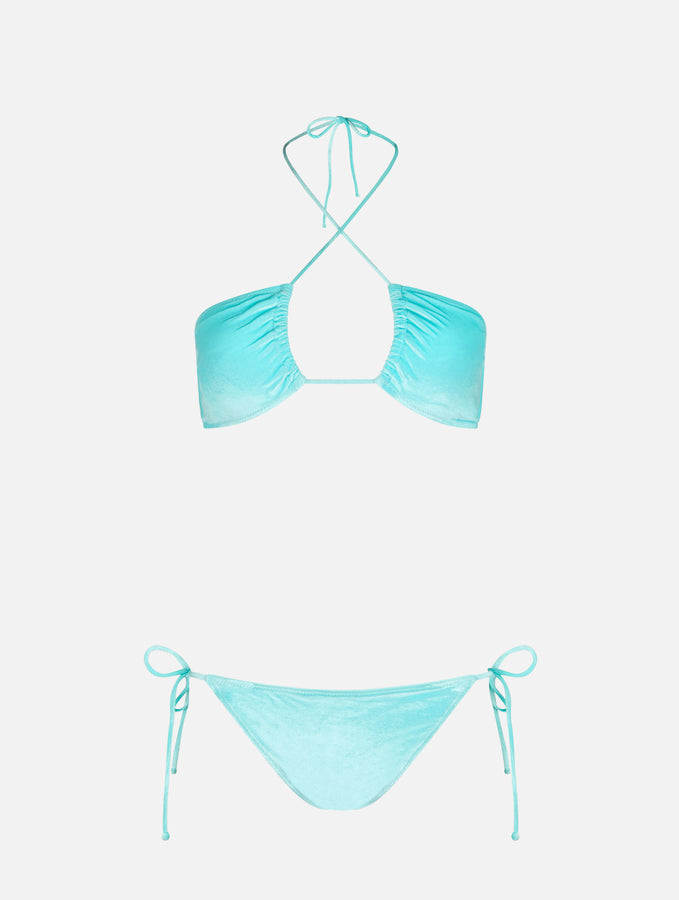 Mc2 Saint Barth Bikini Da Donna A Fascia In Ciniglia Verde Acqua