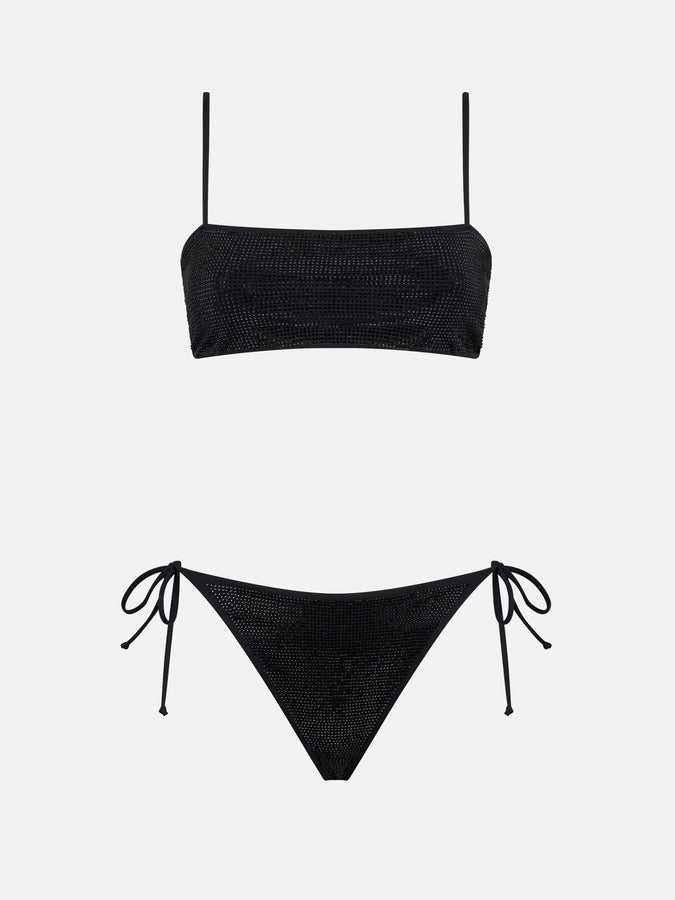 Mc2 Saint Barth Bikini Da Donna A Fascia Nero Con Strass