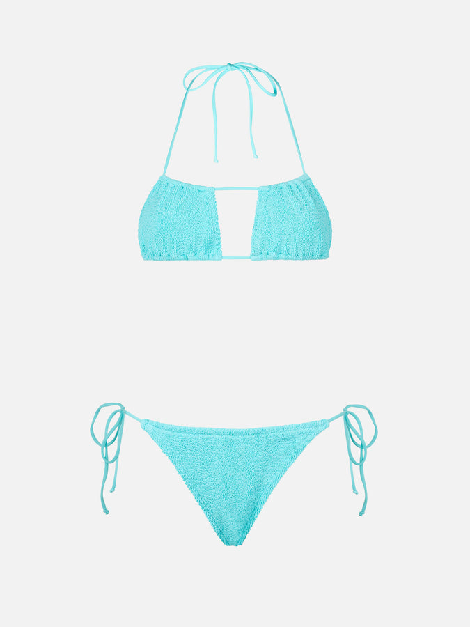 Mc2 Saint Barth Bikini Da Donna A Fascia Verde Acqua Crinkle
