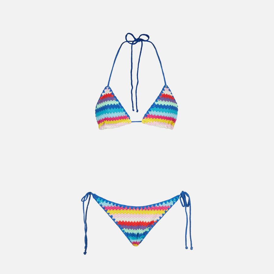 Mc2 Saint Barth Bikini Da Donna A Triangolo A Righe All'uncinetto