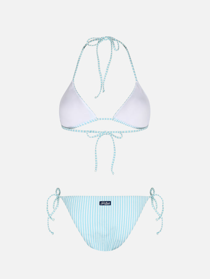 Mc2 Saint Barth Bikini Da Donna A Triangolo A Righe Seersucker Leah Virgo