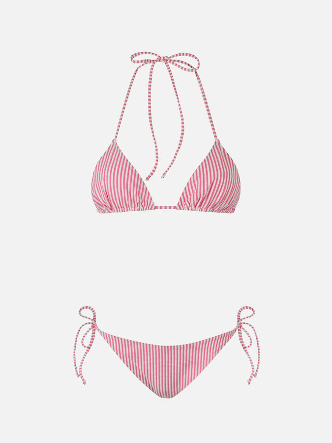Mc2 Saint Barth Bikini Da Donna A Triangolo A Righe Seersucker Leah Virgo