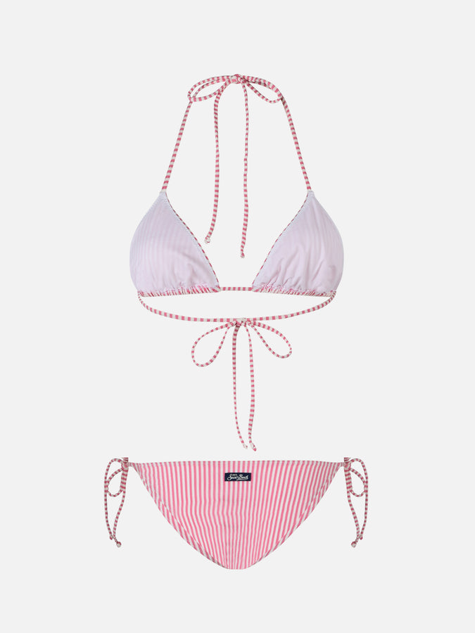 Mc2 Saint Barth Bikini Da Donna A Triangolo A Righe Seersucker Leah Virgo
