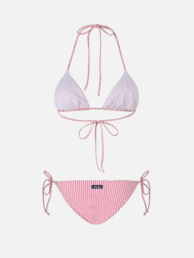 Mc2 Saint Barth Bikini Da Donna A Triangolo A Righe Seersucker Leah Virgo