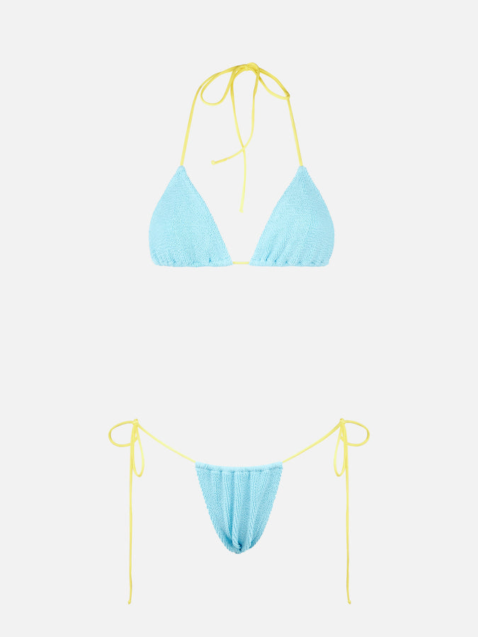 Mc2 Saint Barth Bikini Da Donna A Triangolo Azzurro Crinkle | MELISSA SATTA EDIZIONE SPECIALE