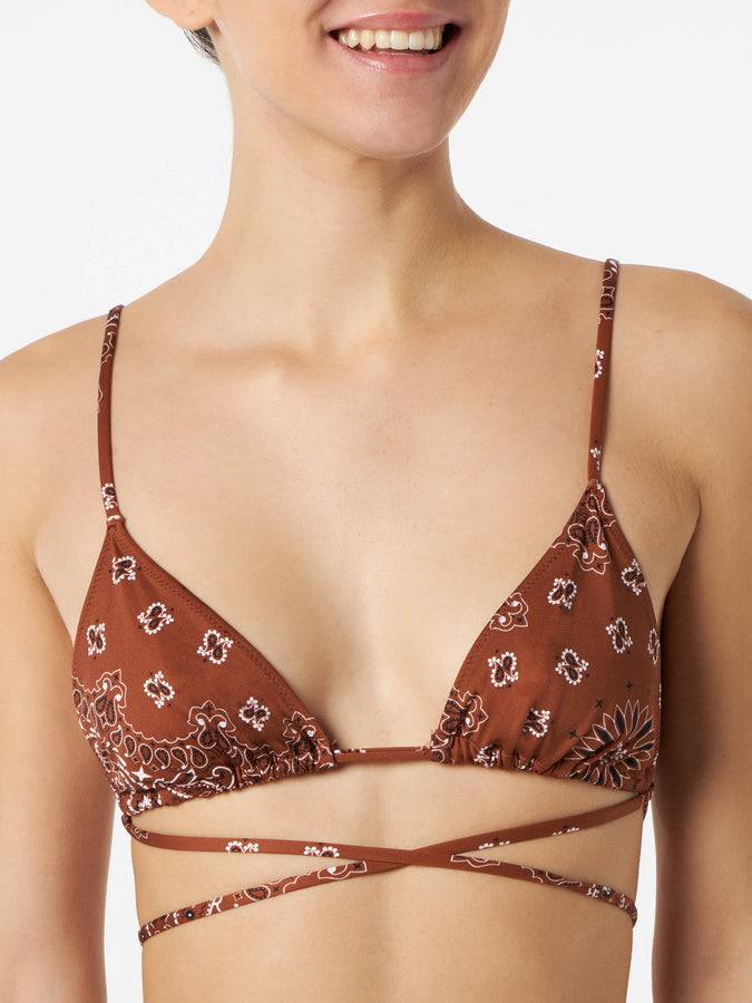 Mc2 Saint Barth Bikini Da Donna A Triangolo Bandana Con Slip Da Bagno Sgambato
