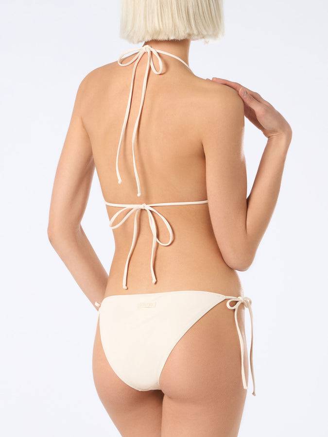 Mc2 Saint Barth Bikini Da Donna A Triangolo Beige Con Strass