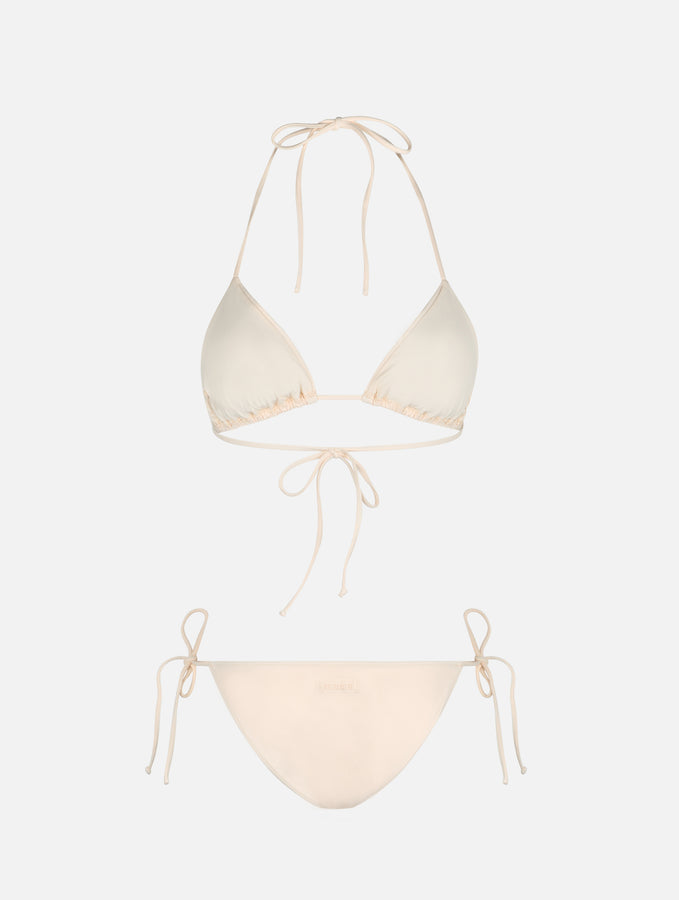 Mc2 Saint Barth Bikini Da Donna A Triangolo Beige Con Strass