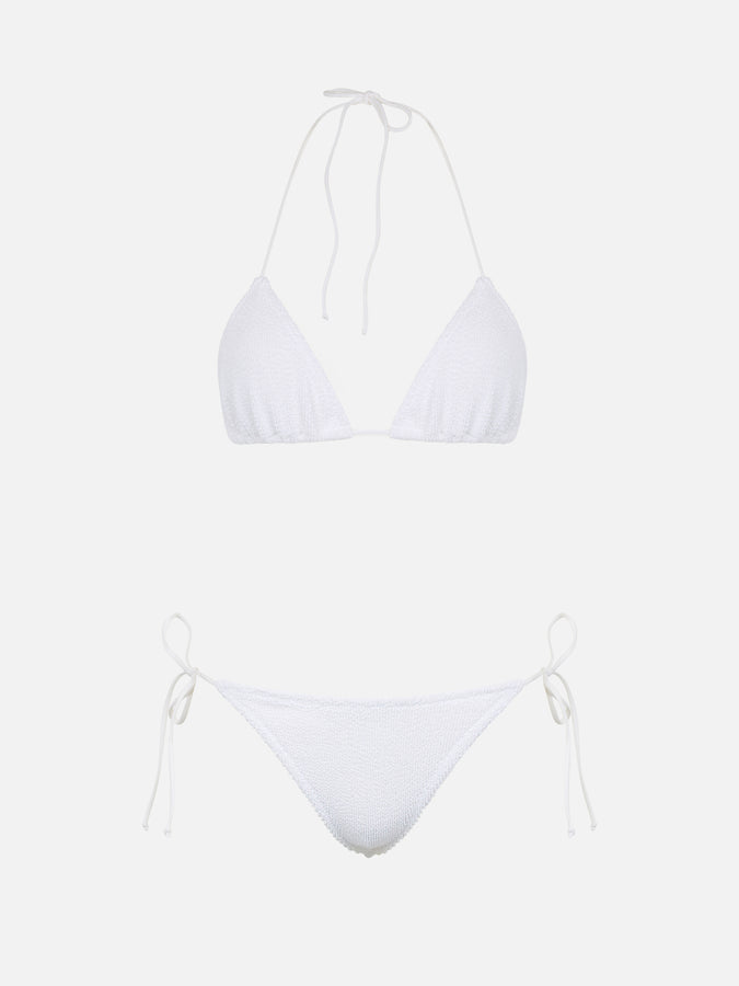 Mc2 Saint Barth Bikini Da Donna A Triangolo Bianco Crinkle Leah Marielle