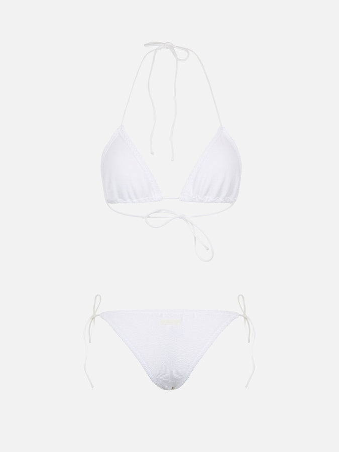 Mc2 Saint Barth Bikini Da Donna A Triangolo Bianco Crinkle Leah Marielle