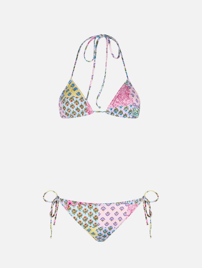 Mc2 Saint Barth Bikini Da Donna A Triangolo Con Patch Floreali Radicali Leah Virgo