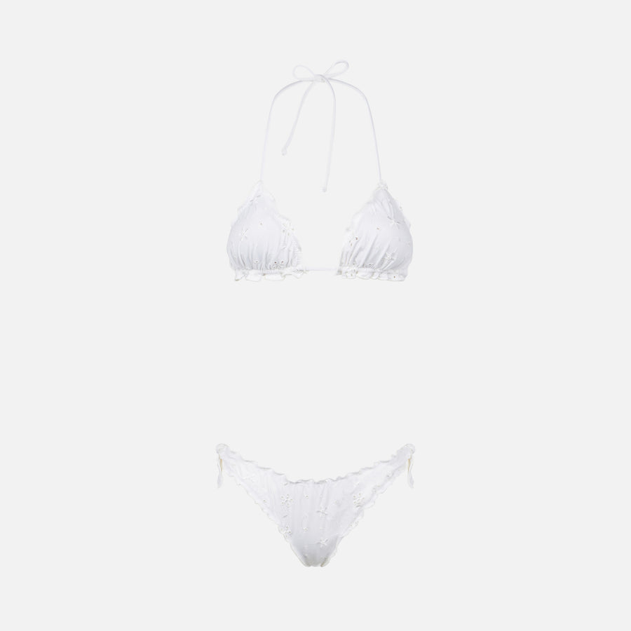 Mc2 Saint Barth Bikini Da Donna A Triangolo Con Ricamo Sangallo