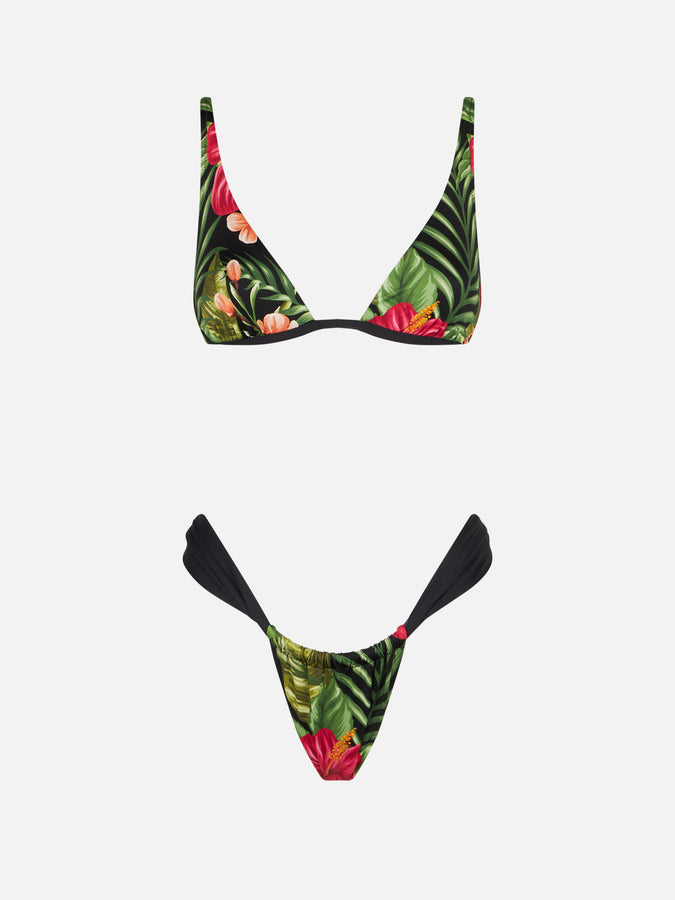 Mc2 Saint Barth Bikini Da Donna A Triangolo Con Stampa Ibisco Tropicale
