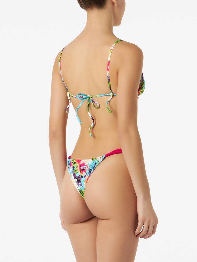 Mc2 Saint Barth Bikini Da Donna A Triangolo Con Stampa Ibiscus
