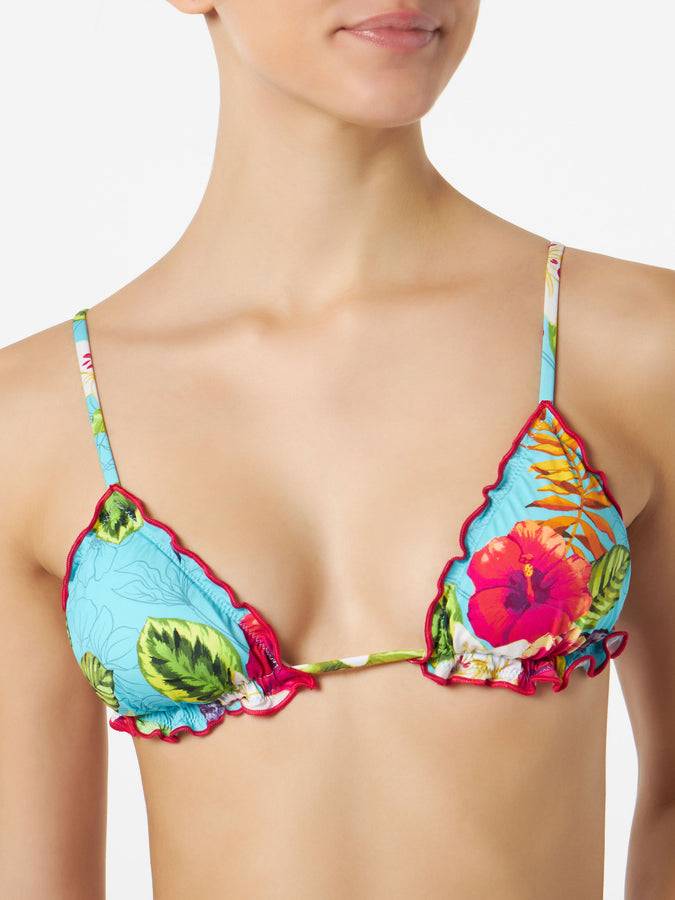 Mc2 Saint Barth Bikini Da Donna A Triangolo Con Stampa Ibiscus