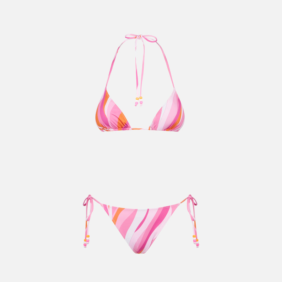Mc2 Saint Barth Bikini Da Donna A Triangolo Con Stampa Shape Wave E Charms