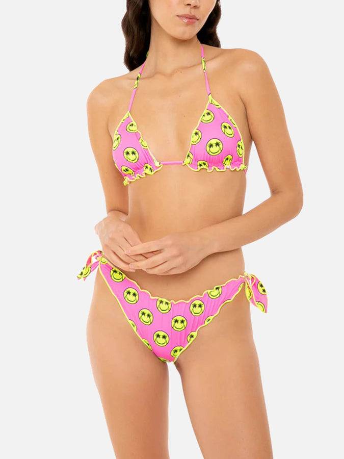 Mc2 Saint Barth Bikini da donna a triangolo con stampa smile gialla