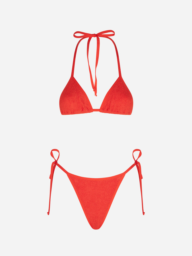 Mc2 Saint Barth Bikini Da Donna A Triangolo Crinkle Arancione