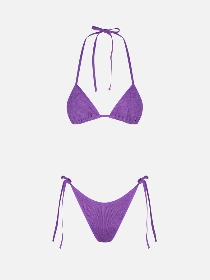 Mc2 Saint Barth Bikini Da Donna A Triangolo Crinkle Colore Viola