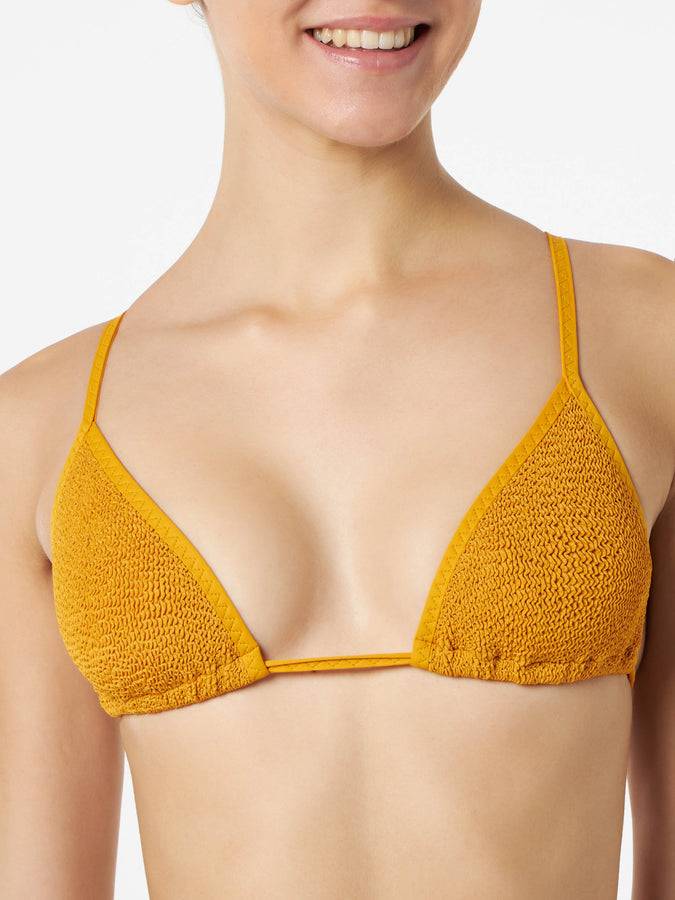 Mc2 Saint Barth Bikini Da Donna A Triangolo Crinkle Ocra