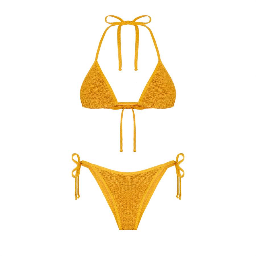 Mc2 Saint Barth Bikini Da Donna A Triangolo Crinkle Ocra