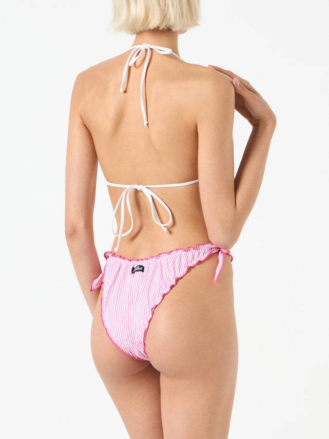 Mc2 Saint Barth Bikini Da Donna A Triangolo In Seersucker Con Stampa A Righe